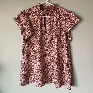 Women's Red Patterned Top